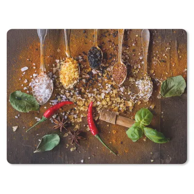 Produktbild von MuchoWow® Mauspad Mousepad Löffel - Kräuter - Chili - Gewürze - Salz 23x19 cm - Mousepads - Maus Mat - Pad - Mausunterlage - Schreibtischunterlage - Mauspad