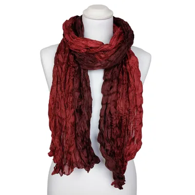 Produktbild von Knitterschal Halstuch Schal XXL rot terra beere Farbverlauf Seide 180x90cm