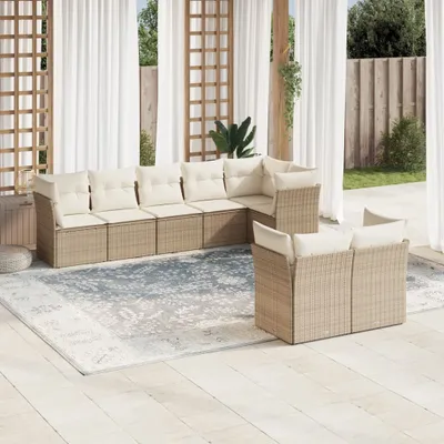 Produktbild von Möbel 8-tlg. Garten-Sofagarnitur mit Kissen Beige Poly Rattan 2024