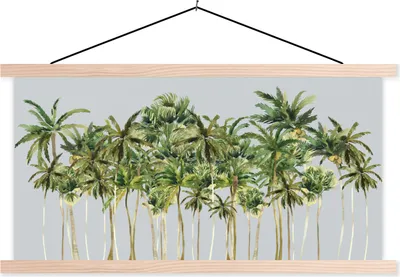 Produktbild von MuchoWow® Textilposter Dschungel - Grün - Palme 150x75 cm mit holzfarbenen Rahmen - Plakate