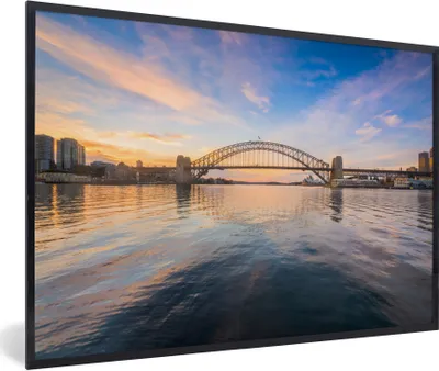 Produktbild von MuchoWow® Gerahmtes Poster Sydney Harbour Bridge am Abend in Australien 90x60 cm - Poster mit Schwarzem Bilderrahmen Wandposter Rahmen Foto Bilder - Fotorahmen - Foto-Plakat