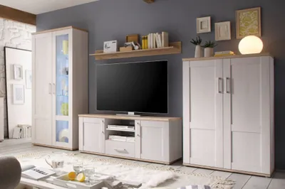 Produktbild von ROMANCE Wohnwand Anbwauwand Wohnzimmer Set Wohnkombination Weiß