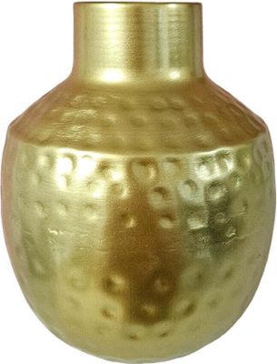 Vase Gold Metall Dekovase Blumenvase modern Hammerschlag  Modell 4