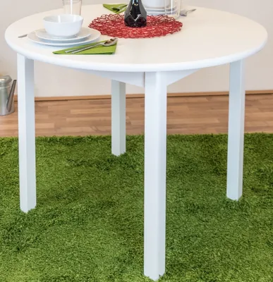 Produktbild von Tisch Kiefer massiv Vollholz weiß Junco 235A (rund) - Durchmesser 100 cm