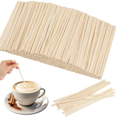 Productafbeelding van Houten roerstaafjes voor koffie - 14 cm lang - 1000 stuks, geschikt voor koffie, thee en andere dranken