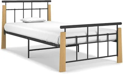 Produktbild von Bettgestell Metall und Massivholz Eiche 90x200 cm-4897