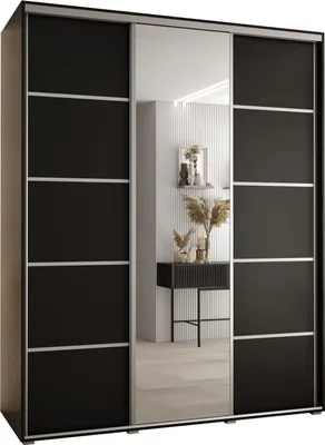 Produktbild von MEBLE KRYSPOL Davos 5 Schrank, drei Türen - 235,2x190x60 cm - Schwarz Schwarz Silber