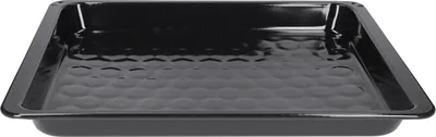 A black baking pan with a honeycomb pattern on the bottom.