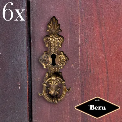 Produktbild von Schlüsselplatte mit Griff, Eisen in Antikmessing, Serie "Bern", 6er Pack