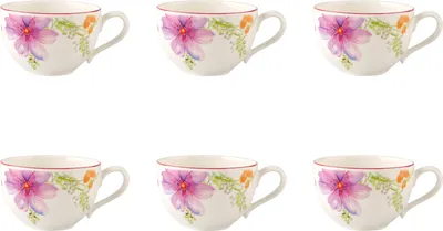 Produktbild von Villeroy & Boch Mariefleur Basic 6er Set Kaffeetassen 290ml weiß bunt Porzellan