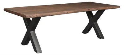 Zdjęcie produktu dla Stół do jadalni Casa Padrino z litego drewna akacjowego z żelazną ramą 200 x 100 x H.77 cm - Designerski stół