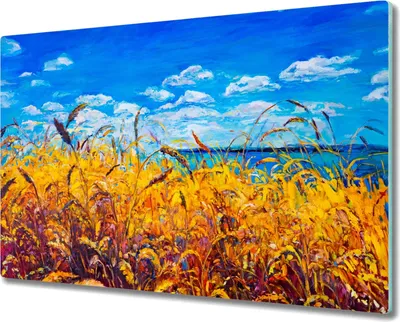 Produktbild von Coloray Hackbrett Herdabdeckplatte 80x52 cm Küchenbrett Kochplattenabdeckung Schneidebrett - Wiese Weizen Himmel