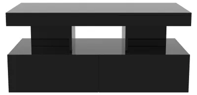 Obrázok produktu pre Konferenčný stolík – stolík do obývačky – drevo – rozmery 104 x 53 x 46 cm – obdĺžnikový – s úložným priestorom – otvorená polica – moderný štýl – čierny