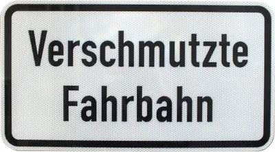 Produktbild von ORIGINAL RA2 Verkehrszeichen Nr 1007-35 Verschmutzte Fahrbahn 330 x 600 mm StVO RAL RSA-21 Verkehrsschild Baustellenschild Straßenschild Zusatzschild