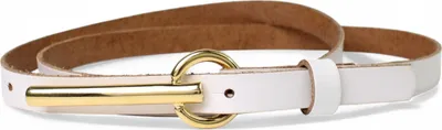 Produktbild von FRONHOFER schmaler Damen Ledergürtel 1,5 cm, lange goldene Gürtelschnalle, echt vergoldet