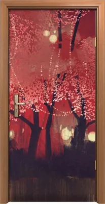 Produktbild von Türposter 90x200 cm Türaufkleber Türtapete Türfolie Klebefolie Nacht Herbst Wald Fantasie Landschaft