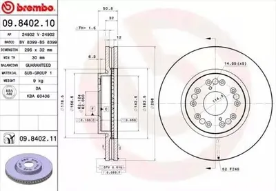Produktbild von 2x BREMBO Bremsscheibe 09.8402.11 für TOYOTA Altezza (_E1_) für LEXUS LS (UCF10)