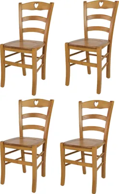 Image de t m c s Tommychairs - Set de 4 chaises CUORE pour la cuisine et la salle à manger, structure robuste en bois de hêtre couleur chêne laqué et assise en bois