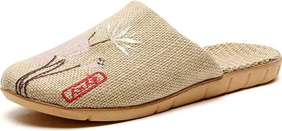 Produktbild von Damen Herren Leinen Hausschuhe Pantoletten Slipper Floriana Rosa Gr.35/36