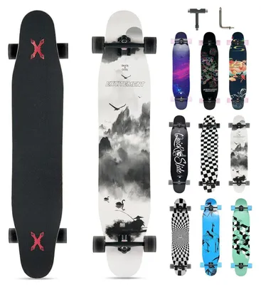 Obrázek produktu pro Longboard 118 cm, 8 vrstev javor, cruiser skateboard pro začátečníky, vhodný pro dospělé, dívky i chlapce