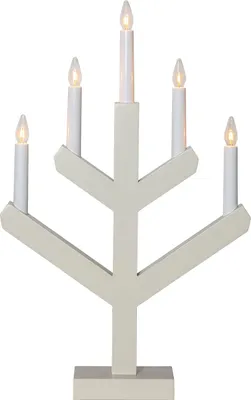 Image de Chandelier Vinga bois beige 5 LED H 50cm L 32cm