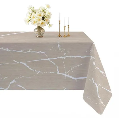 Immagine prodotto di Tovaglia beige, effetto marmo, 100 x 140 cm, in lino e poliestere, rettangolare