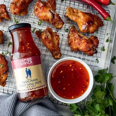 Produktbild von Jambo Africa Masai Mara Sweet Chilli Sauce 240 Ml Glas Vegan Glutenfrei Süß-scharfe Chilisauce
