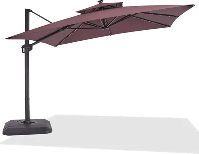 Produktbild von 3 m Ampelschirm - Terrassenschirm - UV-geschützt und wasserabweisend - 8 Aluminiumstreben - Kurbel - 360° drehbar - Rot