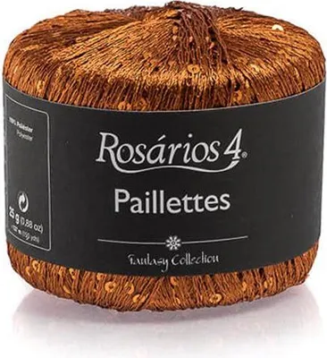 Produktbild von Rosarios 4 Paillettes Garn mit Pailletten - Glänzendes, dekoratives Garn in Ocker, 25g/137m