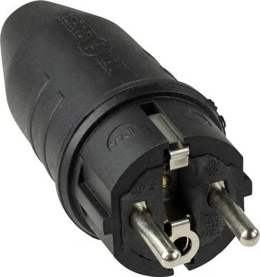 Produktbild von as-Schwabe Vollgummi-Stecker Schuko 230V 16A Leitung max. 2.5mm² Schwarz IP44