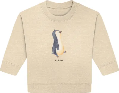 Produktbild von Mr. & Mrs. Panda Organic Baby Pullover Pinguin marschieren 6. - 12. Monat - Natural Raw - Geschenk, Schwester, Bullover, Familie, Pinguine, Spazieren