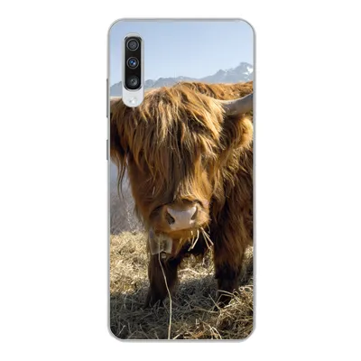 Produktbild von MuchoWow® Handyhülle Schutzhülle Hülle für Samsung Galaxy A70 Schottischer Highlander - Berg - Schnee Silikon Softcase Handy Hülle - Schutzhaube