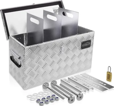Produktbild von Wasserdichte Deichselbox - Mit Befestigung & Vorhängeschloss - Abschließbare Anhängerbox [60x25x30CM] - Transportbox