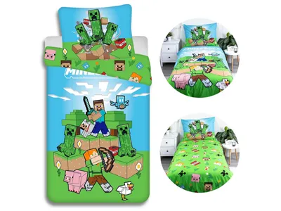 Obrázek produktu pro Minecraft Bavlněná ložní souprava, povlečení na zip 140x200 cm, Oeko-Tex