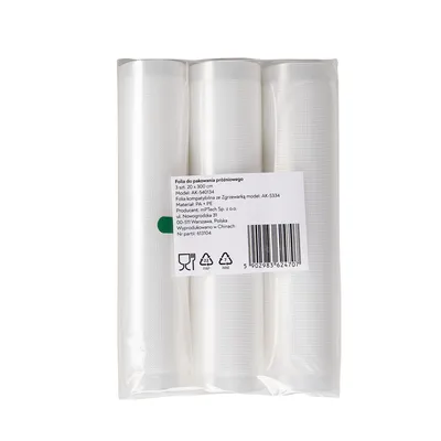 Zdjęcie produktu dla Huslog folie do zgrzewarki próżniowej 3 szt. 20 x 300 cm PA+PE do pakowania żywności sous vide
