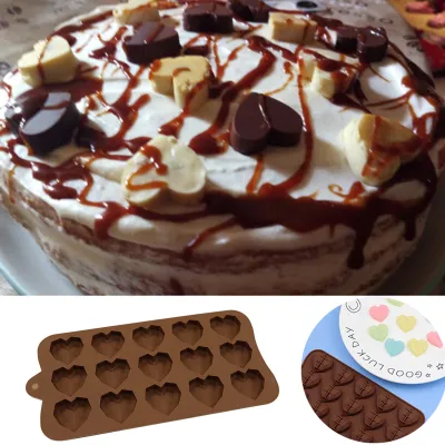 Produktbild von 15 Hohlraum Schokoladenform Nicht-Stick-Lebensmittel-DIY Silicon Kreatives Liebes Herzform Süßigkeit Backform für die Bäckerei