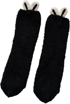 Produktbild von Plüschsocken mit Hasenohren, Damen, Winter, warm, flauschig, dick, weich, niedlich, Bodensocken für Zuhause, Schlafzimmer, Wohnzimmer, Schlafen