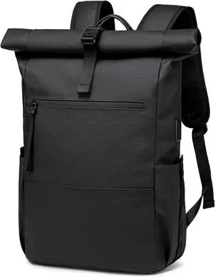 Produktbild von PolkaHome® Rolltop Rucksack Damen Herren, Wasserdichter Laptoprucksack mit Computerfach 16 Zoll, Handgepäck Reiserucksack für Arbeit,