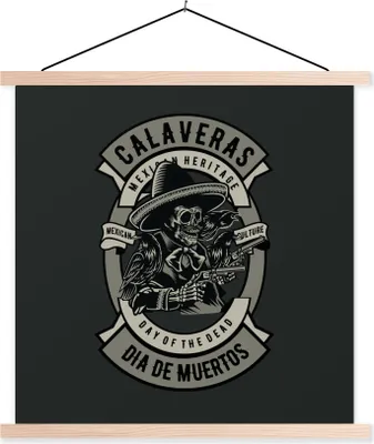 Produktbild von MuchoWow® Textilposter Polizei - Pistole - Skelett - Vintage 40x40 cm mit holzfarbenen Rahmen - Posterleiste