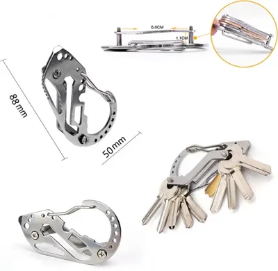 Produktbild von Karabiner Key Organizer Edelstahl Schlüsselanhänger Outdoor Multitool