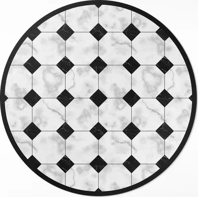 Produktbild von Modisches Marmorfliesenmuster – Vinyl Fußmatte – Ø 90cm – Rutschfest – Pflegeleicht & Langlebig