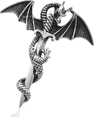 Produktbild von Anhänger Drache Schwert Kreuz Edelstahl Halskette Lederkette Kugelkette Gothic Damen Herren silber-nur-anhänger