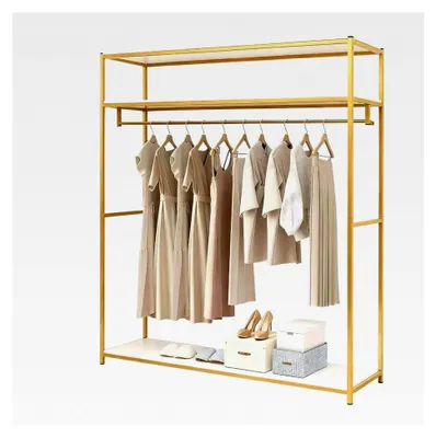 Produktbild von Kleiderständer aus Goldmetall 150 x 40 x 180 cm für Bekleidungsgeschäfte und Boutiquen