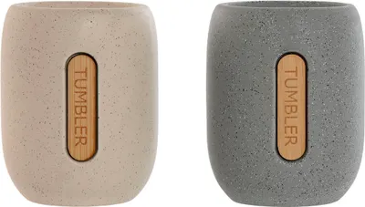 Obrázek produktu pro Držák na zubní kartáčky Home ESPRIT Grey Cream Dolomite 8,5 x 7 x 11 cm (2 ks)