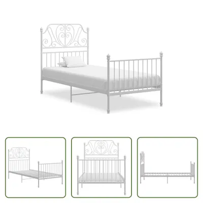 Produktbild von The Living Store Bettgestell Weiß Metall 90x200 cm