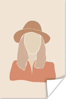 Produktbild von MuchoWow® Poster Pastell - Frau - Hut 80x120 cm - Papierdruck