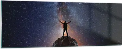 Produktbild von Bilder auf glas - Einteilig - Kosmos Maßstab Mensch - 90x30cm - Glasbilder - Wandbilder - Bilder - zum Aufhängen bereit - Wanddekoration aus Glas - Glas Bilder - Wandbild auf Glas - GAB90x30-4786
