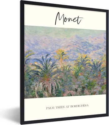 Produktbild von MuchoWow® Gerahmtes Poster Monet - Palmen in Bordighera - Kunst 30x40 cm - Poster mit Schwarzem Bilderrahmen Wandposter Rahmen Foto Bilder - Wanddeko - Kunstdrucke