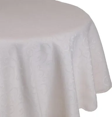Obrázek produktu pro Lněný ubrus s žakárovým vzorem – 130 × 160 cm – krémový