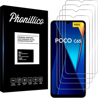 Produktbild von Hartglas für Xiaomi Poco C65 [4 Stück] Displayschutzfolie Screen Protector Film Anti-Kratzer Glas Resistant Phonillico®